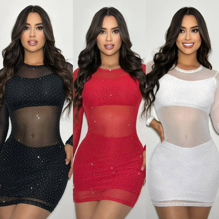 Vestido malla piedreria LUXURY