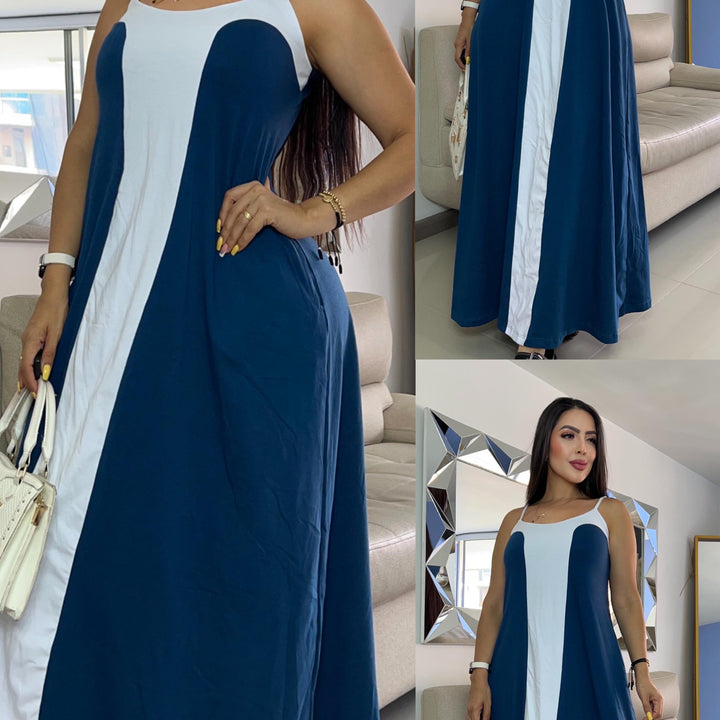 VESTIDO LARGO BICOLOR REF 24185