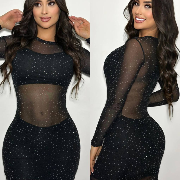 Vestido malla piedreria LUXURY