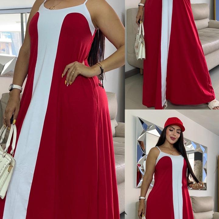 VESTIDO LARGO BICOLOR REF 24185