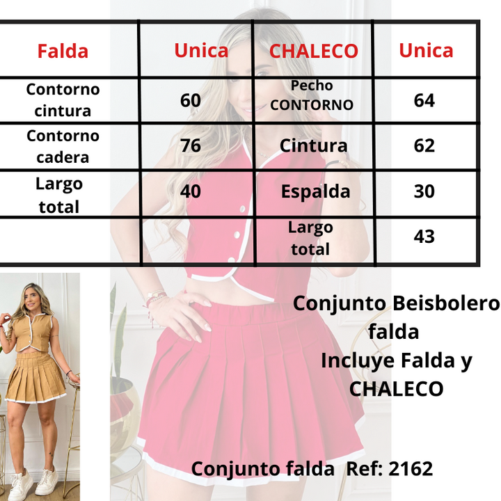 Falda plisada y chaleco  2162
